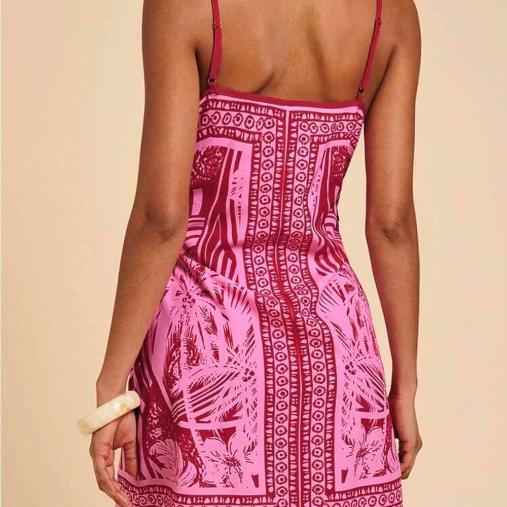 Pink Patterned Wrap Dress - Picture 2 of 8